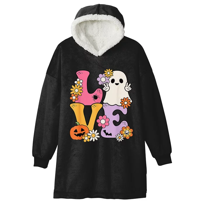 Groovy Halloween Love Costume Ghost Pumpkin Hooded Wearable Blanket