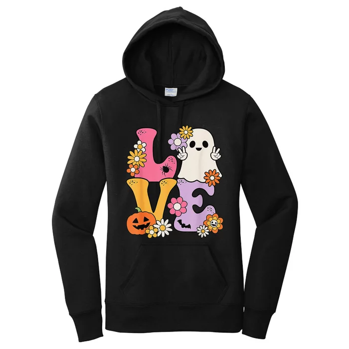 Groovy Halloween Love Costume Ghost Pumpkin Women's Pullover Hoodie