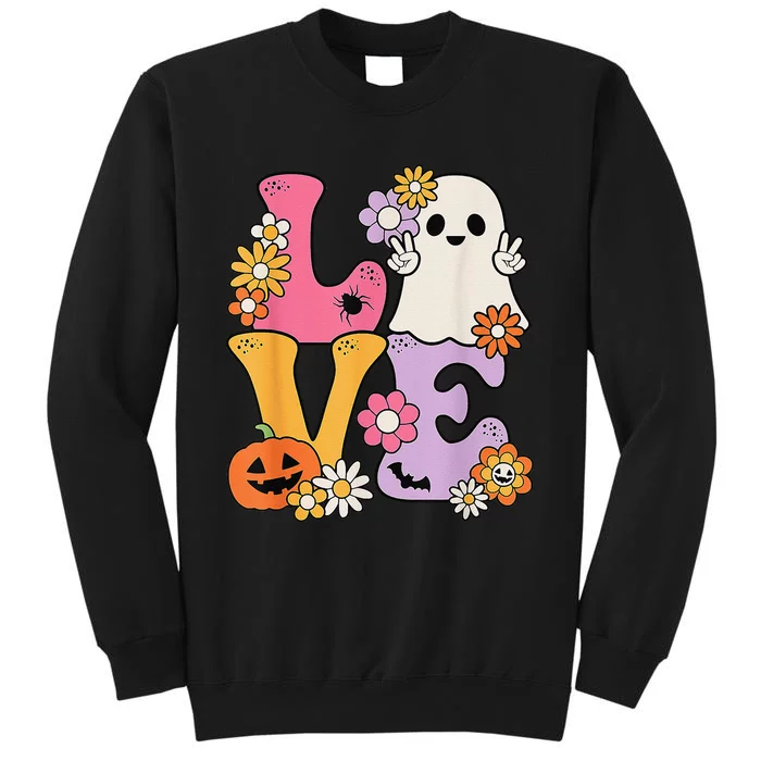 Groovy Halloween Love Costume Ghost Pumpkin Tall Sweatshirt