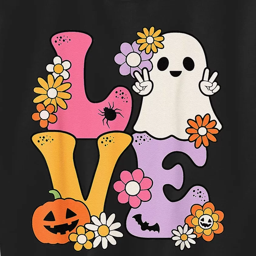 Groovy Halloween Love Costume Ghost Pumpkin Kids Sweatshirt