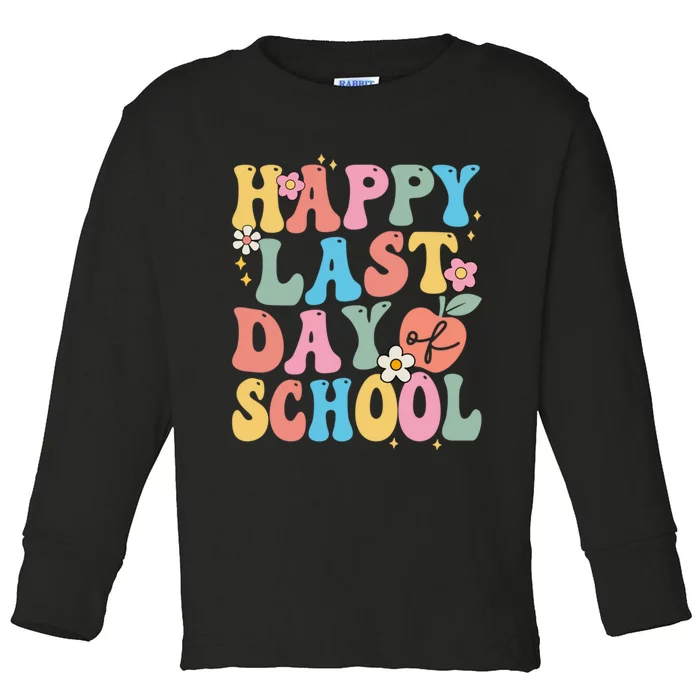 Groovy Happy Last Day Of School Teacher Student Graduation Toddler Long Sleeve Shirt