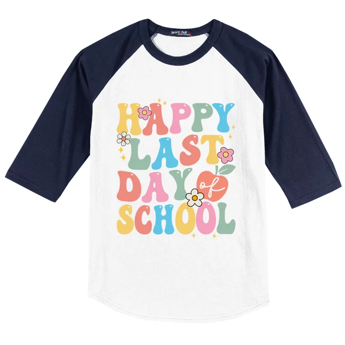 Groovy Happy Last Day Of School Teacher Student Graduation Baseball Sleeve Shirt