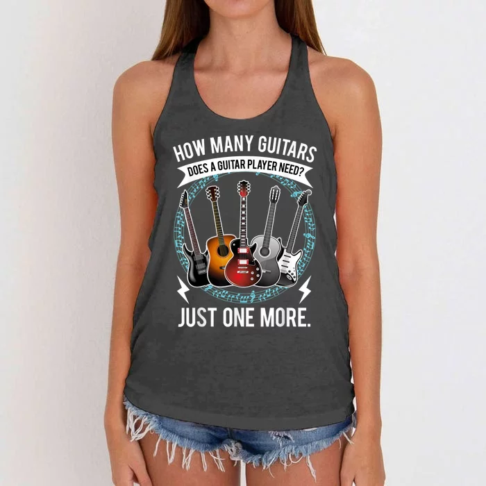 Guitar  How Many Guitars Gift For Guitar Player Women's Knotted Racerback Tank