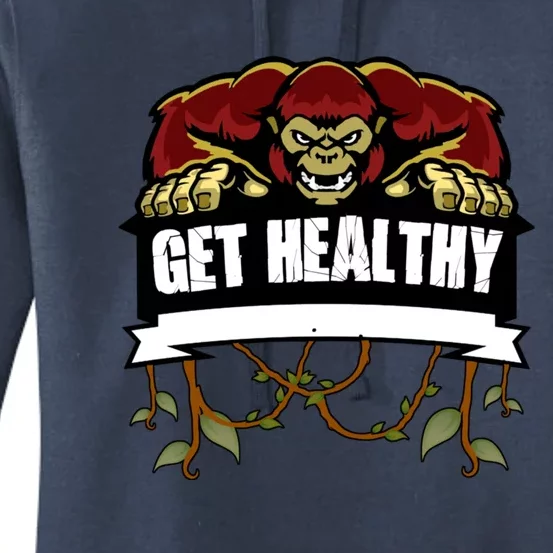 GET HEALTHY | Motivational Red Gorilla Clothing Animal Women's Pullover Hoodie