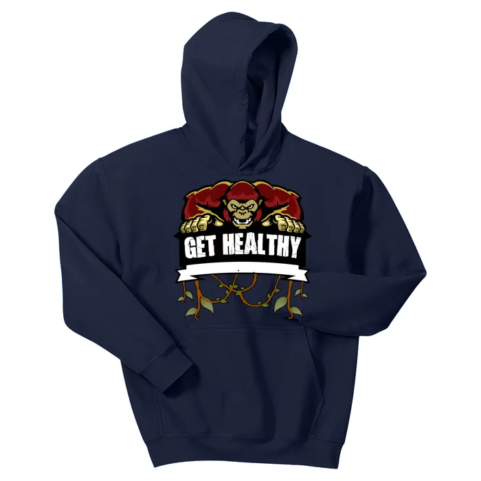 GET HEALTHY | Motivational Red Gorilla Clothing Animal Kids Hoodie