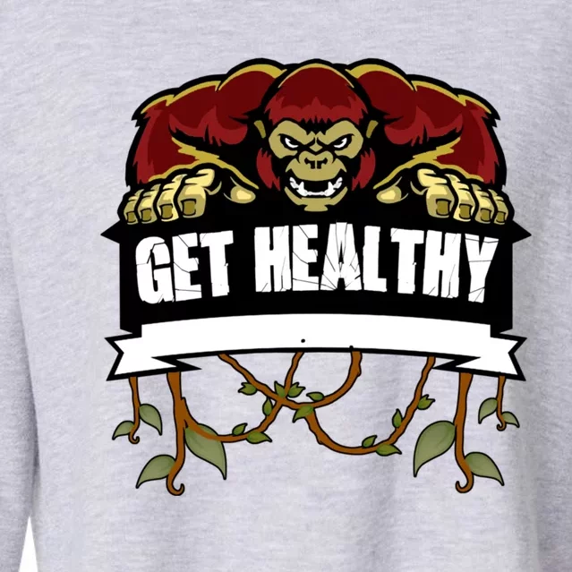 GET HEALTHY | Motivational Red Gorilla Clothing Animal Cropped Pullover Crew