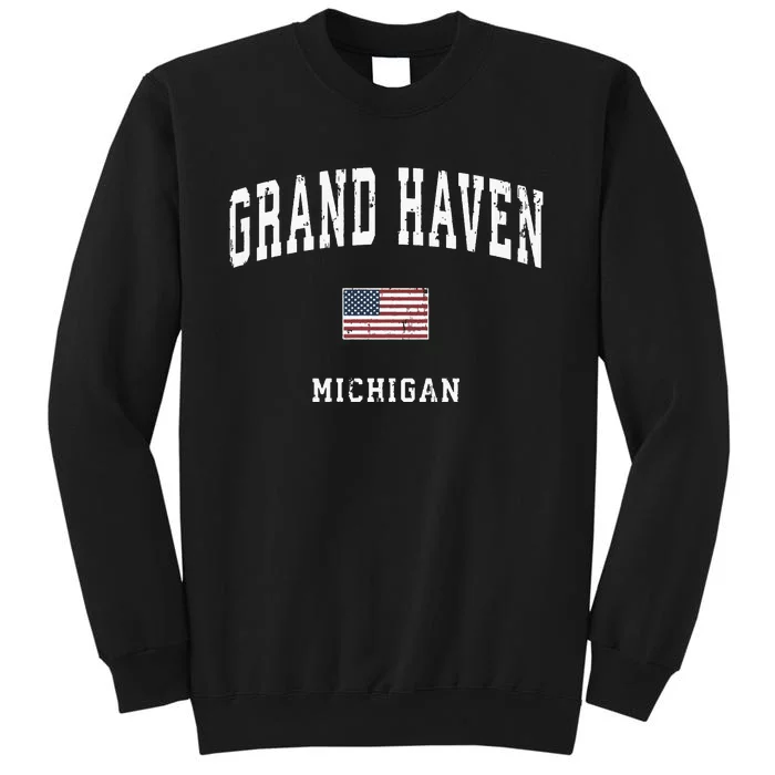 Grand Haven Michigan Mi Vintage American Flag Sports Design Sweatshirt