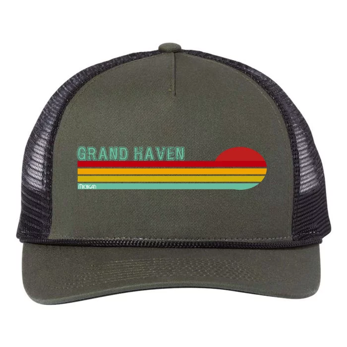 Grand Haven Michigan Retro Rope Trucker Hat Cap