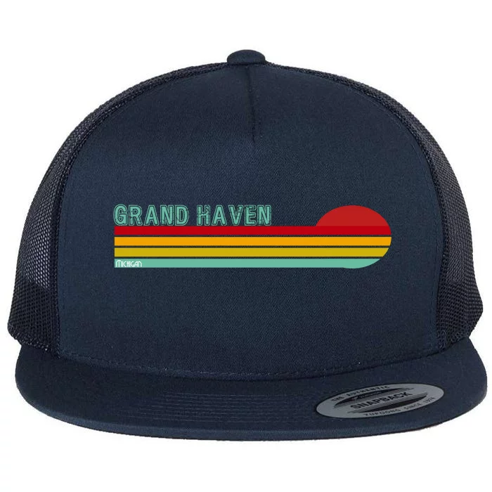 Grand Haven Michigan Flat Bill Trucker Hat