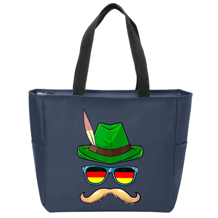 German Hat Mustache Costume Bavarian Oktoberfest Beer Octorber Festival Zip Tote Bag