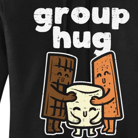 Group Hug Marshmallow Smore Funny Camping Pun Camper Family Women's Pullover Hoodie