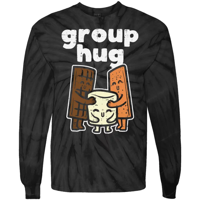 Group Hug Marshmallow Smore Funny Camping Pun Camper Family Tie-Dye Long Sleeve Shirt