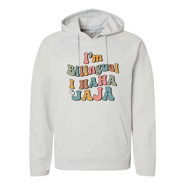 Groovy Hispanic Month Teacher I’m Bilingual I Haha and Jaja Performance Fleece Hoodie