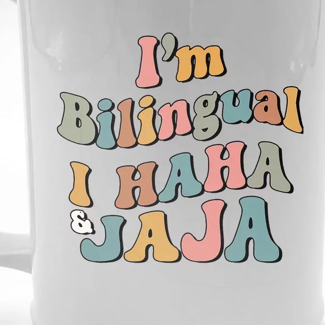 Groovy Hispanic Month Teacher I’m Bilingual I Haha and Jaja Front & Back Beer Stein