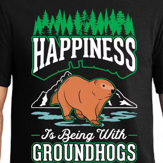 Groundhog Happiness Marmot Woodchuck Premium Pajama Set