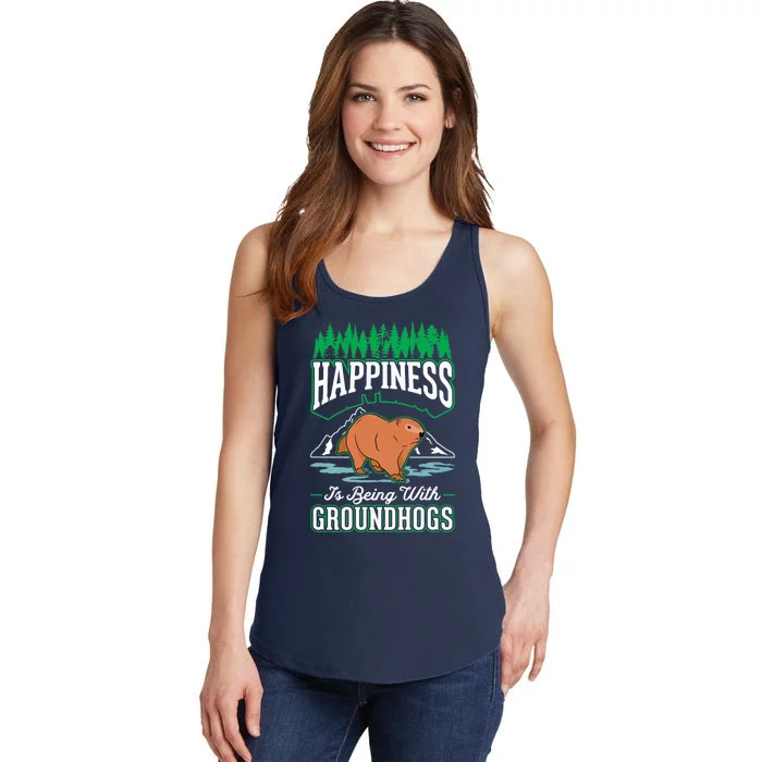 Groundhog Happiness Marmot Woodchuck Premium Ladies Essential Tank