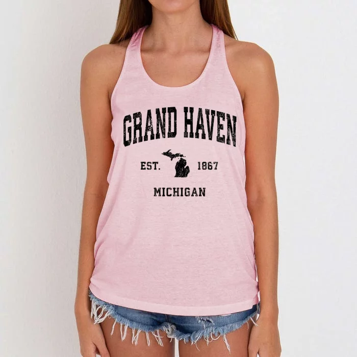 Grand Haven Michigan Mi Vintage Athletic Sports Women's Knotted Racerback Tank