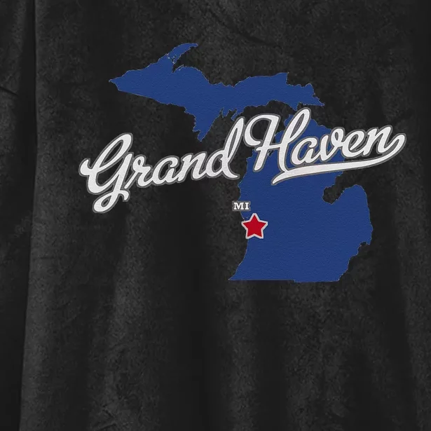 Grand Haven Michigan MI Map Hooded Wearable Blanket