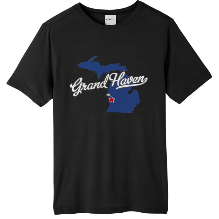 Grand Haven Michigan MI Map ChromaSoft Performance T-Shirt