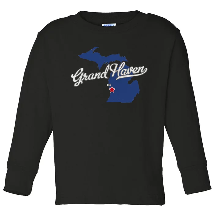 Grand Haven Michigan MI Map Toddler Long Sleeve Shirt