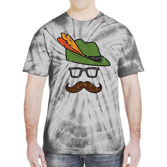 German Hat Mustache Costume Bavaria Oktoberfest Boy Tie-Dye T-Shirt