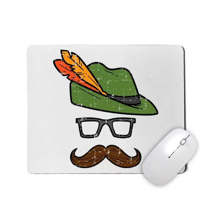 German Hat Mustache Costume Bavaria Oktoberfest Boy Mousepad