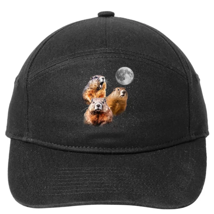 Groundhog Head Moon Funny Groundhog Day 7-Panel Snapback Hat