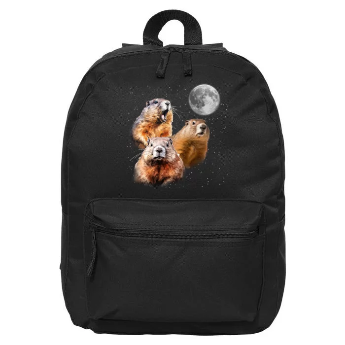 Groundhog Head Moon Funny Groundhog Day 16 in Basic Backpack