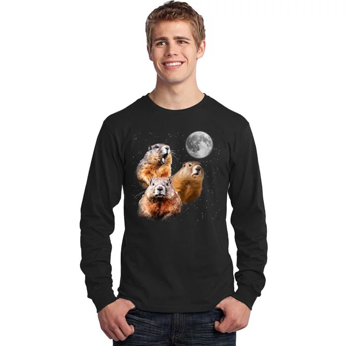 Groundhog Head Moon Funny Groundhog Day Tall Long Sleeve T-Shirt