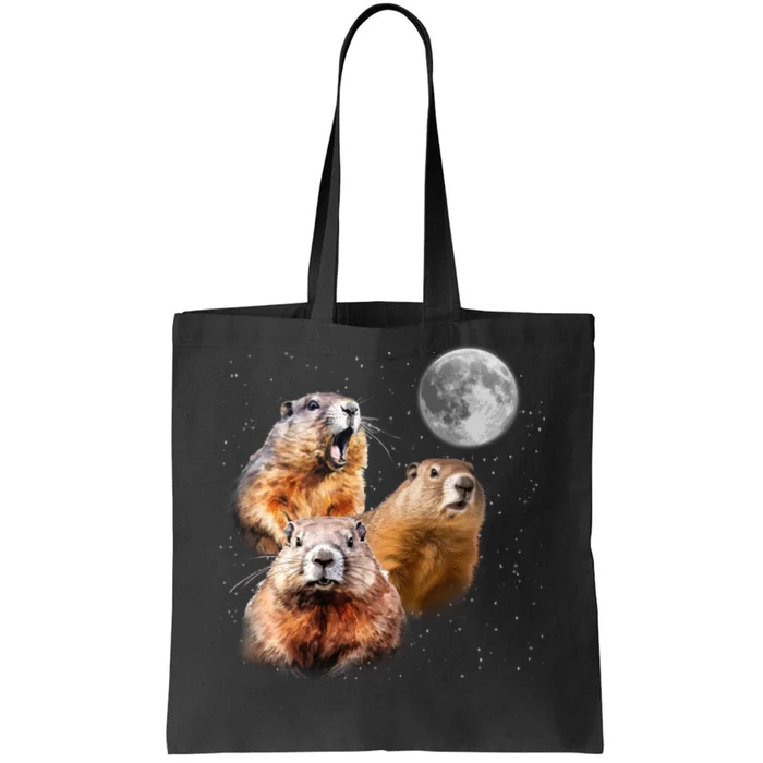 Groundhog Head Moon Funny Groundhog Day Tote Bag