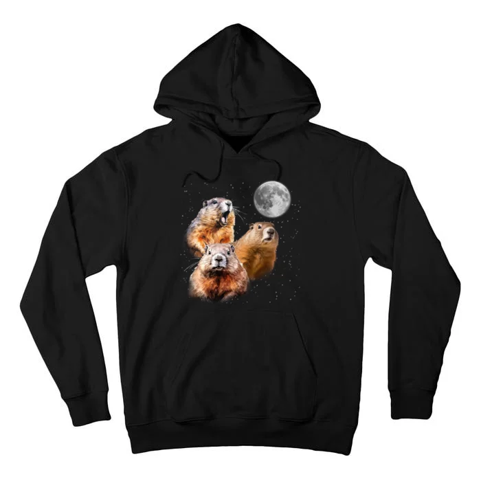 Groundhog Head Moon Funny Groundhog Day Tall Hoodie