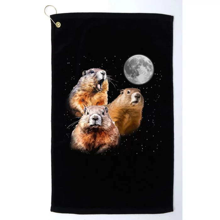 Groundhog Head Moon Funny Groundhog Day Platinum Collection Golf Towel