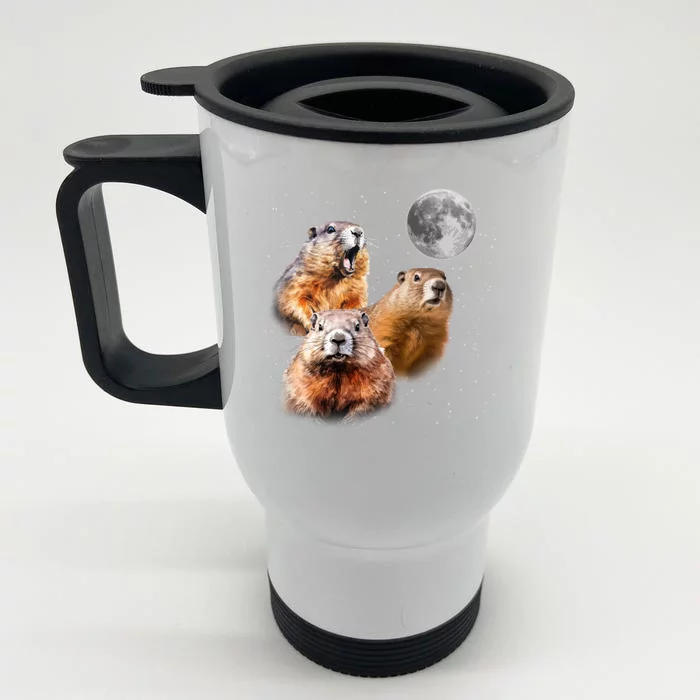 Groundhog Head Moon Funny Groundhog Day Front & Back Stainless Steel Travel Mug