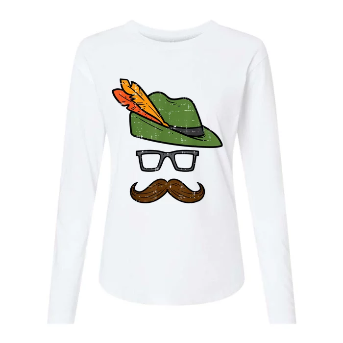 German Hat Mustache Costume Bavarian Oktoberfest Womens Cotton Relaxed Long Sleeve T-Shirt