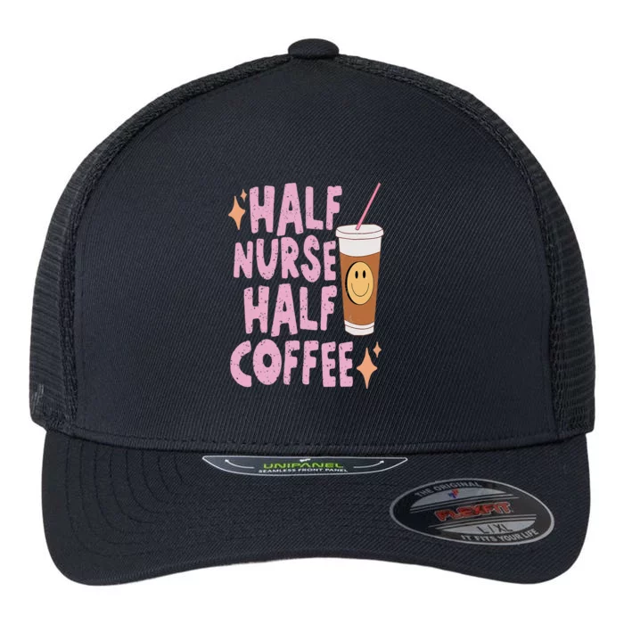 Groovy Half Nurse Half Coffee Cute Nurse Funny Coffee Nurse Flexfit Unipanel Trucker Cap