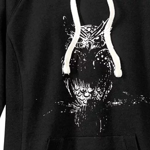 Great Horned Owl Distressed Design Women's Fleece Hoodie