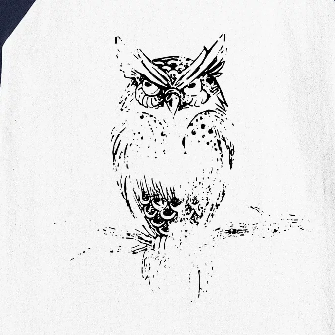 Great Horned Owl Distressed Design Baseball Sleeve Shirt