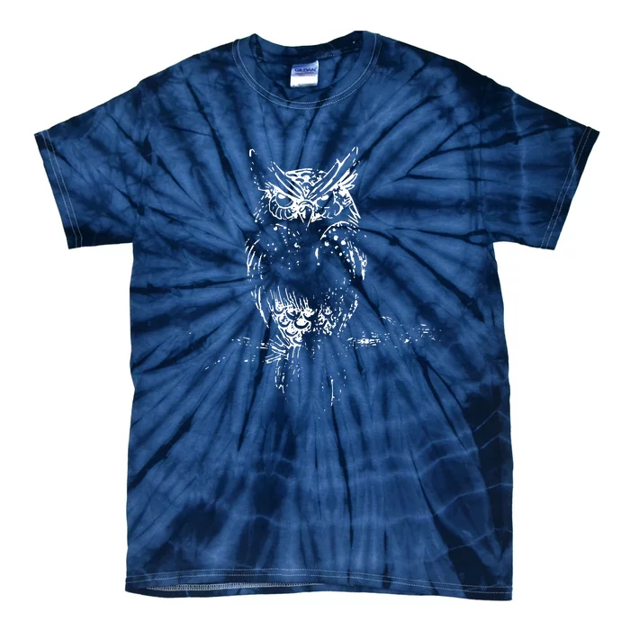 Great Horned Owl Distressed Design Tie-Dye T-Shirt