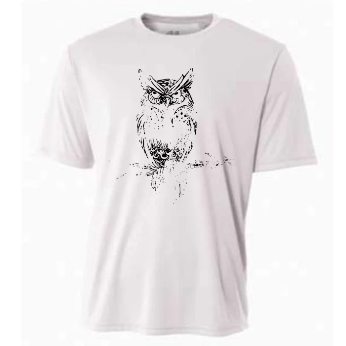 Great Horned Owl Distressed Design Cooling Performance Crew T-Shirt