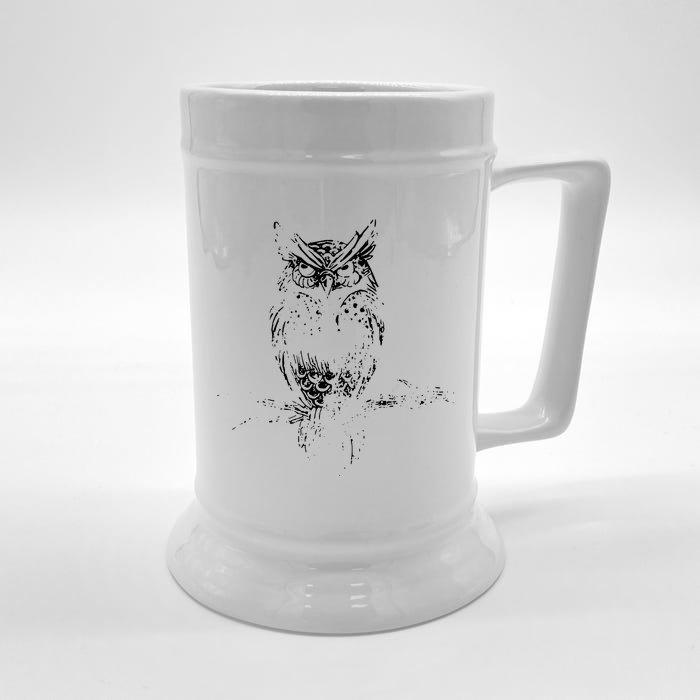 Great Horned Owl Distressed Design Front & Back Beer Stein