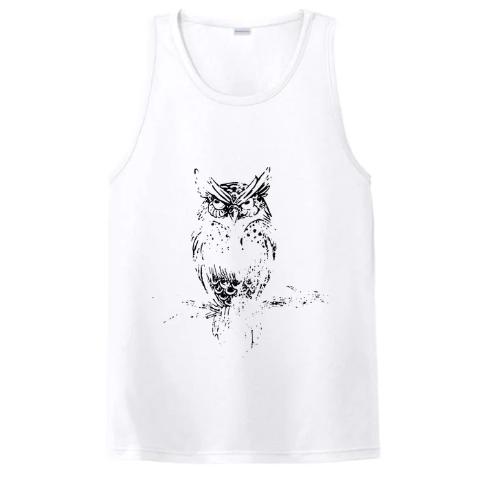 Great Horned Owl Distressed Design Performance Tank