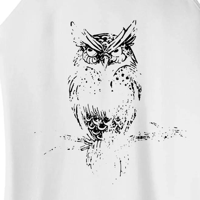 Great Horned Owl Distressed Design Women’s Perfect Tri Rocker Tank