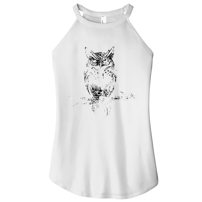 Great Horned Owl Distressed Design Women’s Perfect Tri Rocker Tank