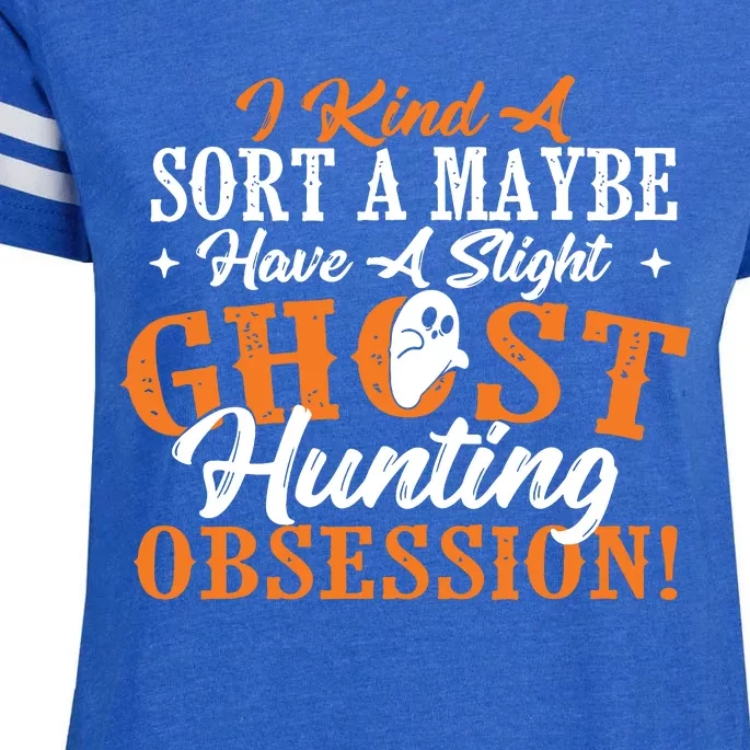 Ghost Hunting Obsession Ghosts Paranormal Scary Activity Enza Ladies Jersey Football T-Shirt