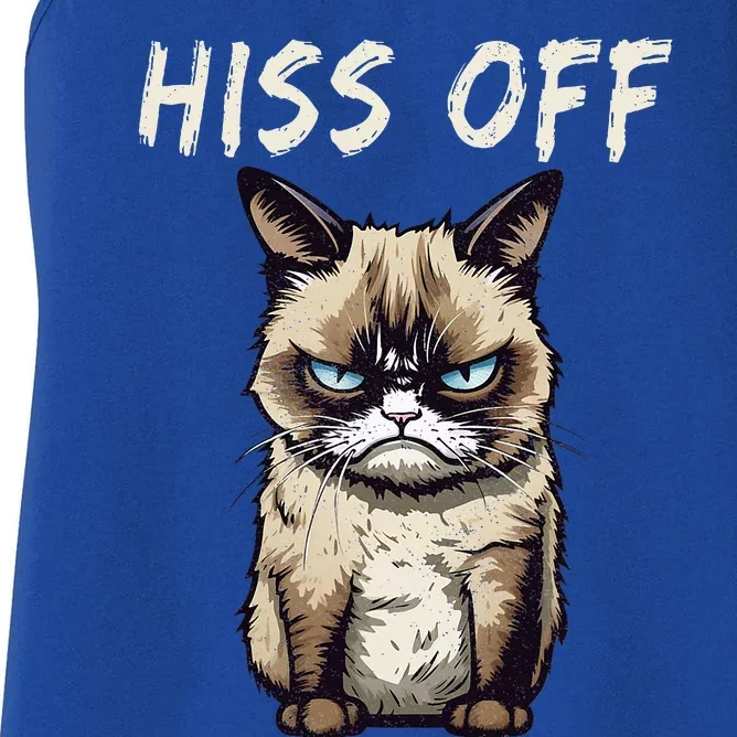 Grumpy Hiss Off Cat Meow Cat Women's Racerback Tank