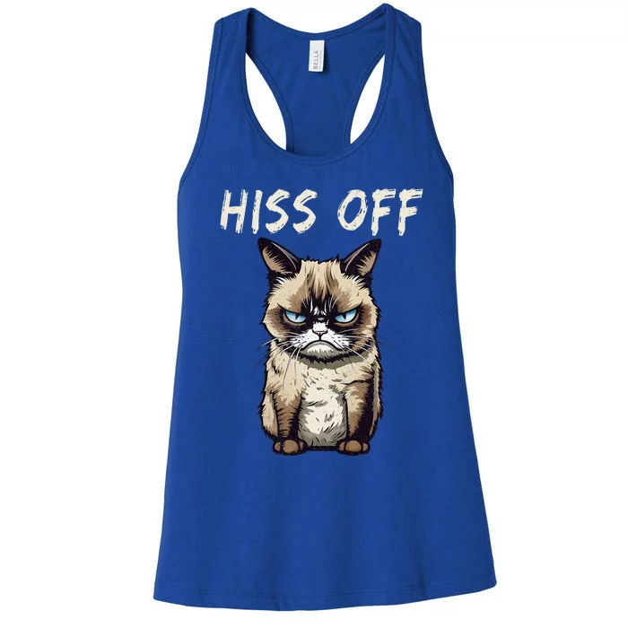 Grumpy Hiss Off Cat Meow Cat Women's Racerback Tank