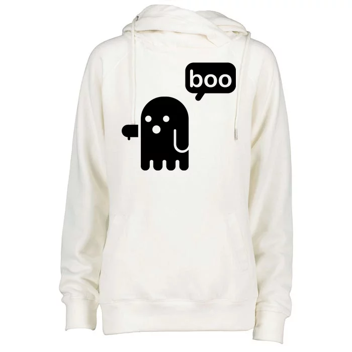 Ghost Boo Thumbs Down Womens Funnel Neck Pullover Hood