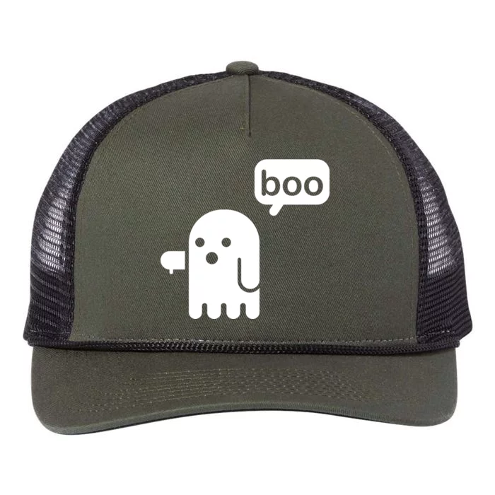 Ghost Boo Thumbs Down Retro Rope Trucker Hat Cap