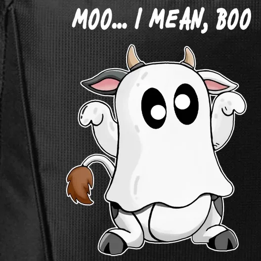 Ghost Cow Moo I Mean Bo Funny Halloween City Backpack