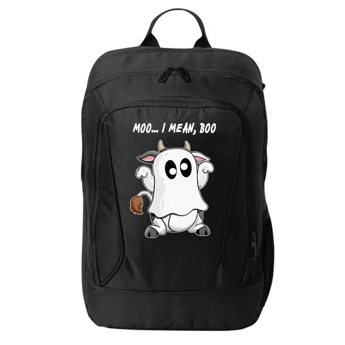 Ghost Cow Moo I Mean Bo Funny Halloween City Backpack